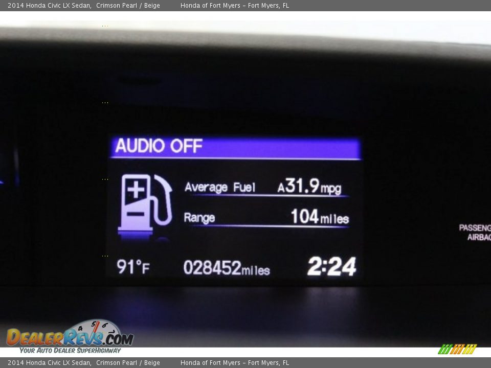 2014 Honda Civic LX Sedan Crimson Pearl / Beige Photo #13