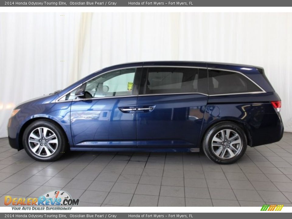 2014 Honda Odyssey Touring Elite Obsidian Blue Pearl / Gray Photo #5