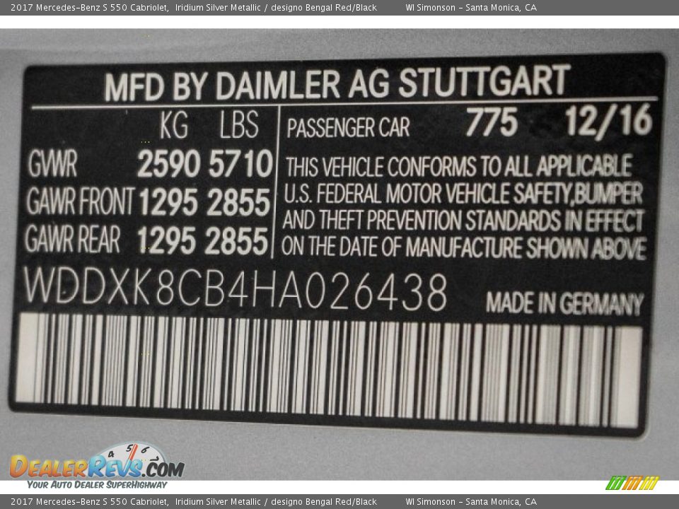 2017 Mercedes-Benz S 550 Cabriolet Iridium Silver Metallic / designo Bengal Red/Black Photo #6