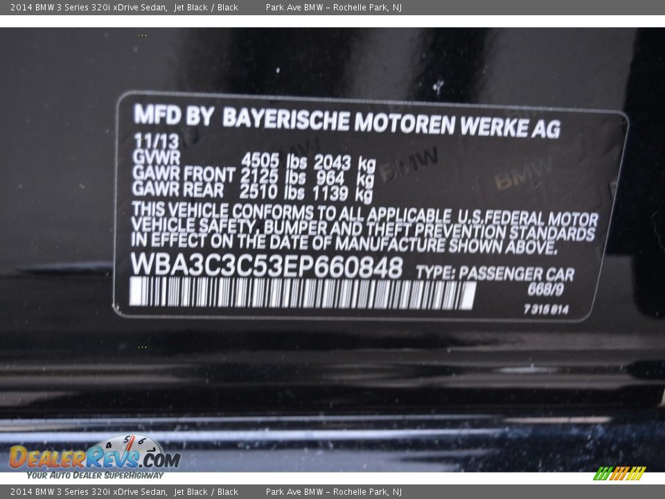 2014 BMW 3 Series 320i xDrive Sedan Jet Black / Black Photo #34