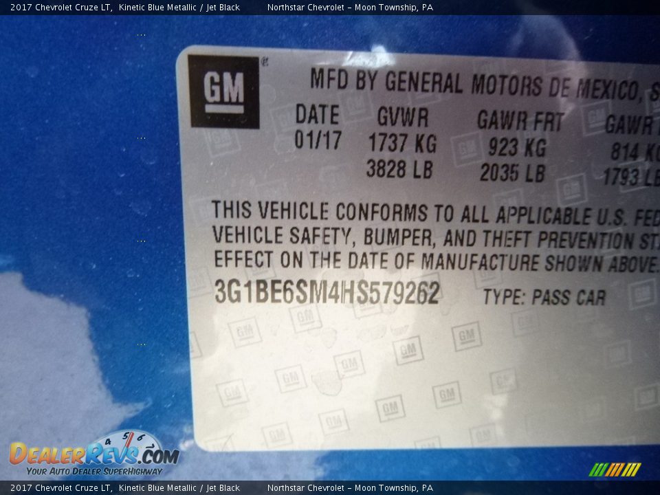 2017 Chevrolet Cruze LT Kinetic Blue Metallic / Jet Black Photo #15