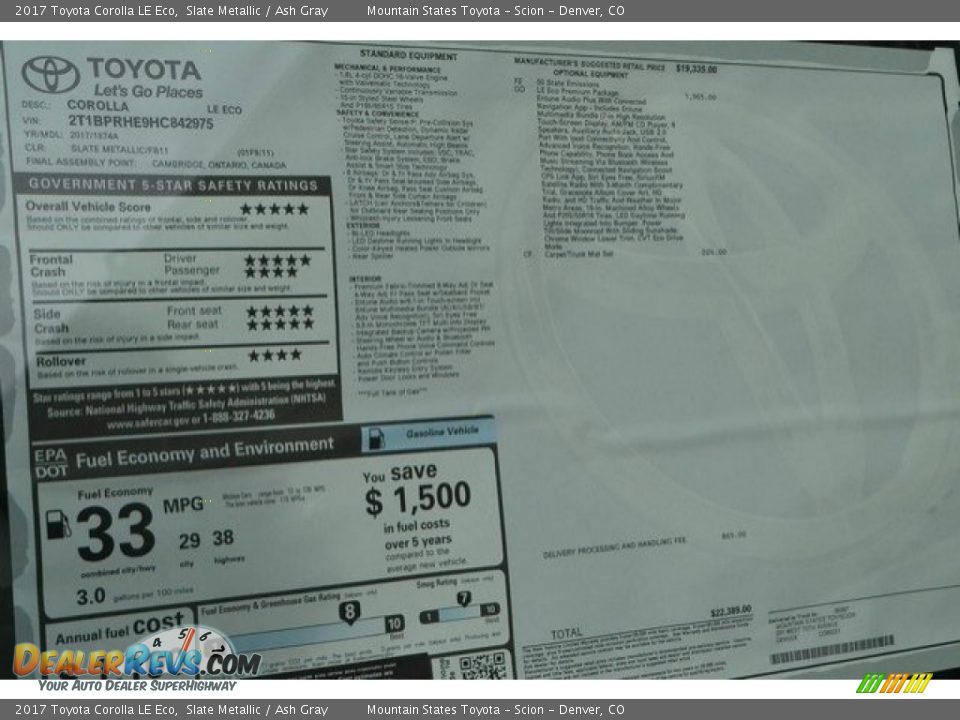 2017 Toyota Corolla LE Eco Slate Metallic / Ash Gray Photo #10
