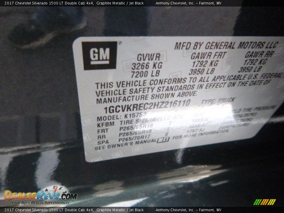 2017 Chevrolet Silverado 1500 LT Double Cab 4x4 Graphite Metallic / Jet Black Photo #16