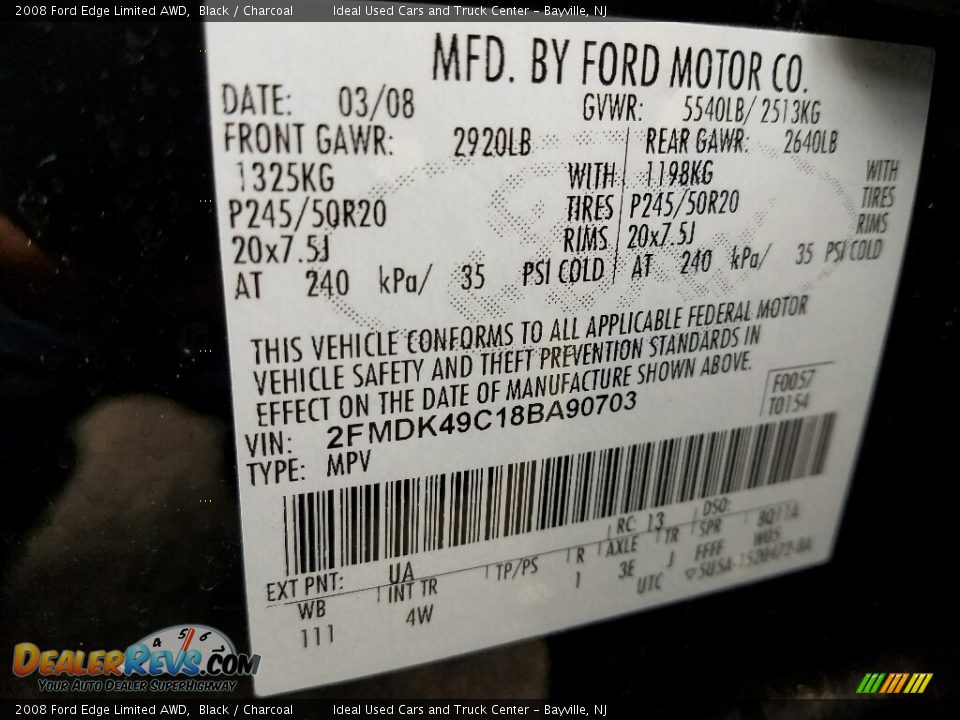 2008 Ford Edge Limited AWD Black / Charcoal Photo #11