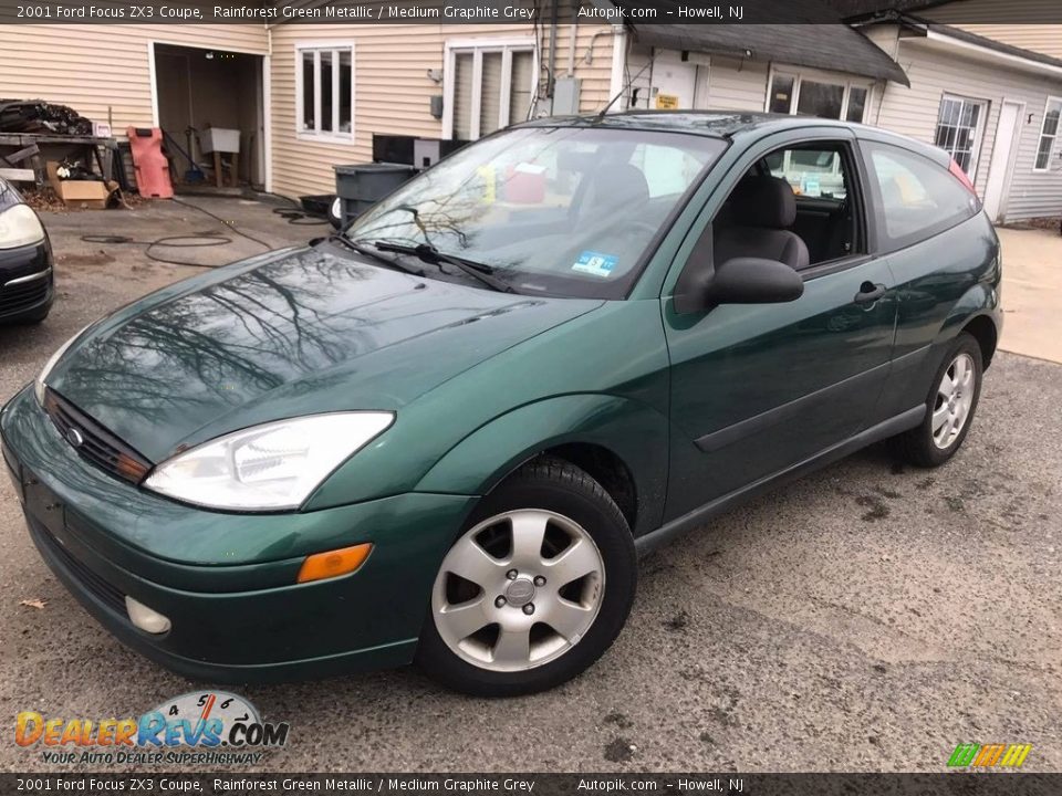 2001 Ford Focus ZX3 Coupe Rainforest Green Metallic / Medium Graphite Grey Photo #1