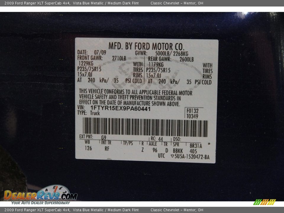 2009 Ford Ranger XLT SuperCab 4x4 Vista Blue Metallic / Medium Dark Flint Photo #13