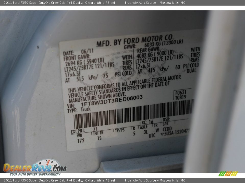 2011 Ford F350 Super Duty XL Crew Cab 4x4 Dually Oxford White / Steel Photo #24
