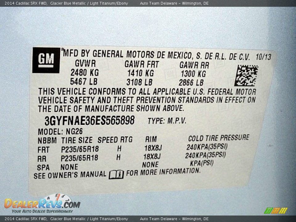 2014 Cadillac SRX FWD Glacier Blue Metallic / Light Titanium/Ebony Photo #29