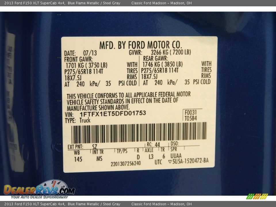 2013 Ford F150 XLT SuperCab 4x4 Blue Flame Metallic / Steel Gray Photo #20