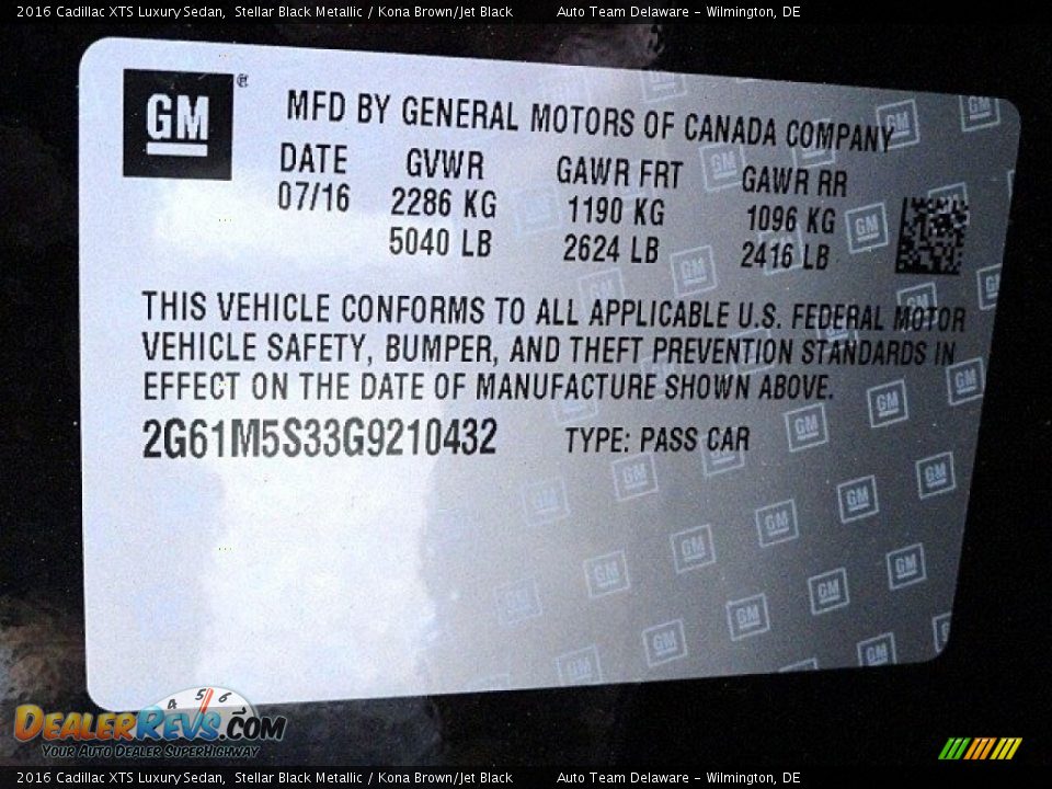 2016 Cadillac XTS Luxury Sedan Stellar Black Metallic / Kona Brown/Jet Black Photo #26
