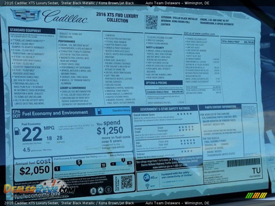 2016 Cadillac XTS Luxury Sedan Stellar Black Metallic / Kona Brown/Jet Black Photo #27