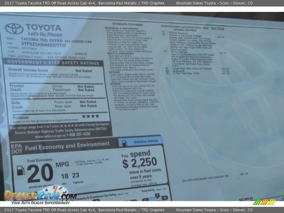 2017 Toyota Tacoma TRD Off Road Access Cab 4x4 Barcelona Red Metallic / TRD Graphite Photo #10