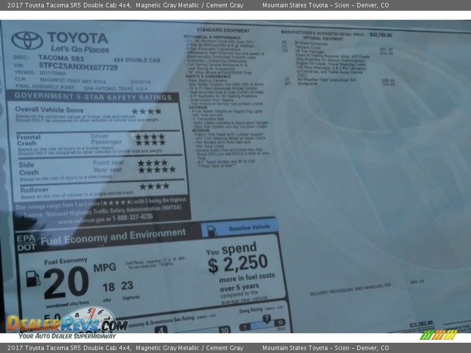 2017 Toyota Tacoma SR5 Double Cab 4x4 Magnetic Gray Metallic / Cement Gray Photo #10