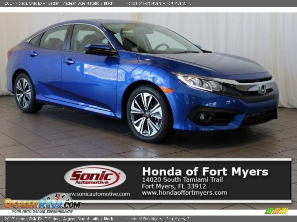 2017 Honda Civic EX-T Sedan Aegean Blue Metallic / Black Photo #1