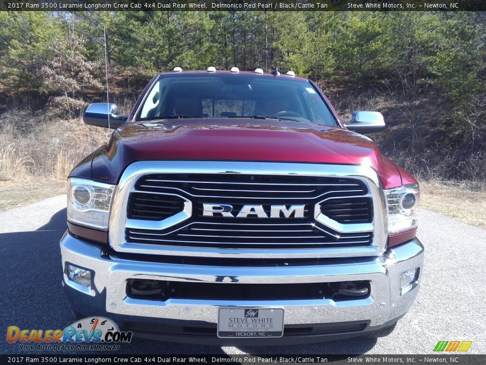 2017 Ram 3500 Laramie Longhorn Crew Cab 4x4 Dual Rear Wheel Delmonico Red Pearl / Black/Cattle Tan Photo #3