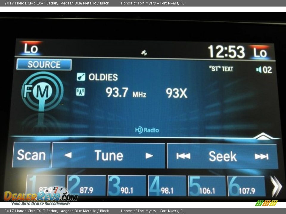 2017 Honda Civic EX-T Sedan Aegean Blue Metallic / Black Photo #16