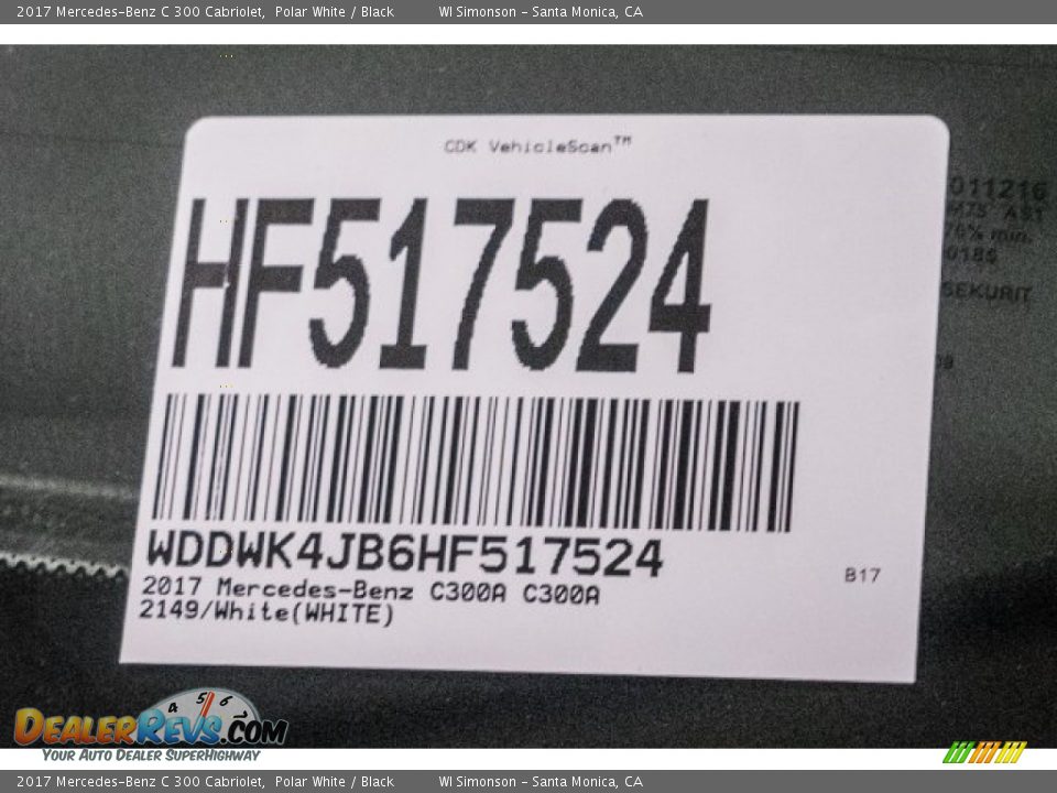 2017 Mercedes-Benz C 300 Cabriolet Polar White / Black Photo #8