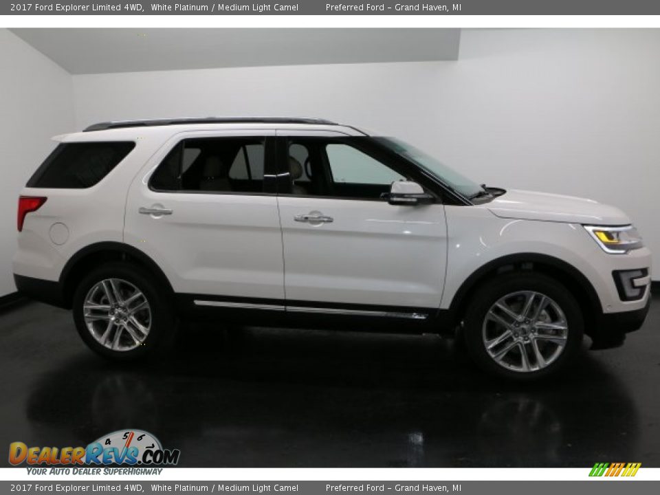 2017 Ford Explorer Limited 4WD White Platinum / Medium Light Camel Photo #1