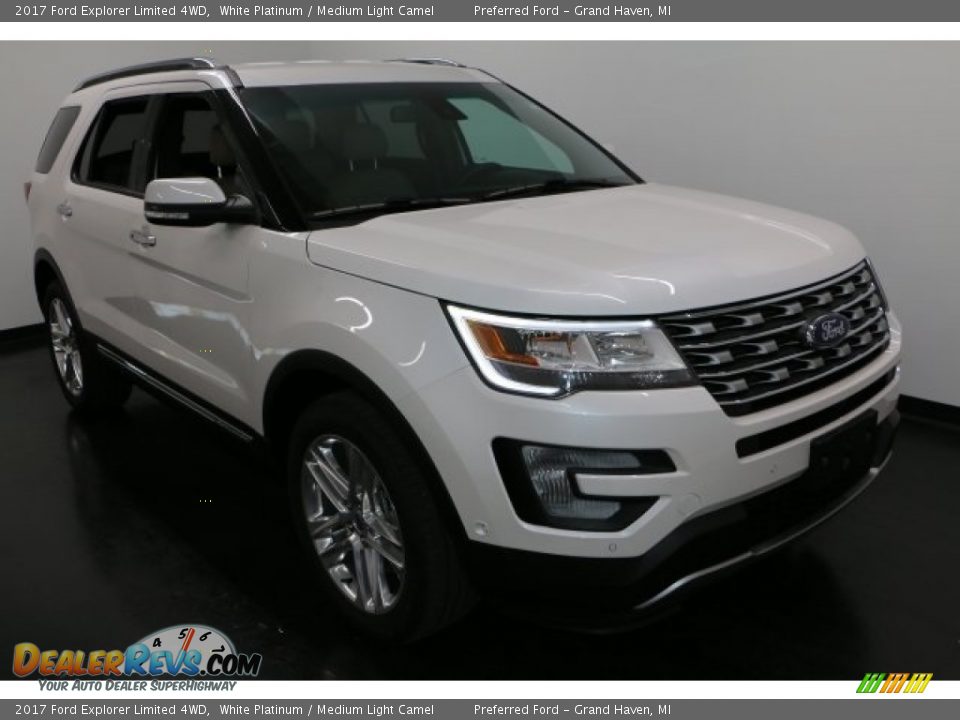 2017 Ford Explorer Limited 4WD White Platinum / Medium Light Camel Photo #8