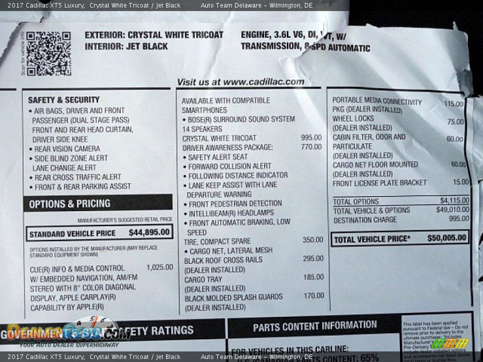 2017 Cadillac XT5 Luxury Crystal White Tricoat / Jet Black Photo #29