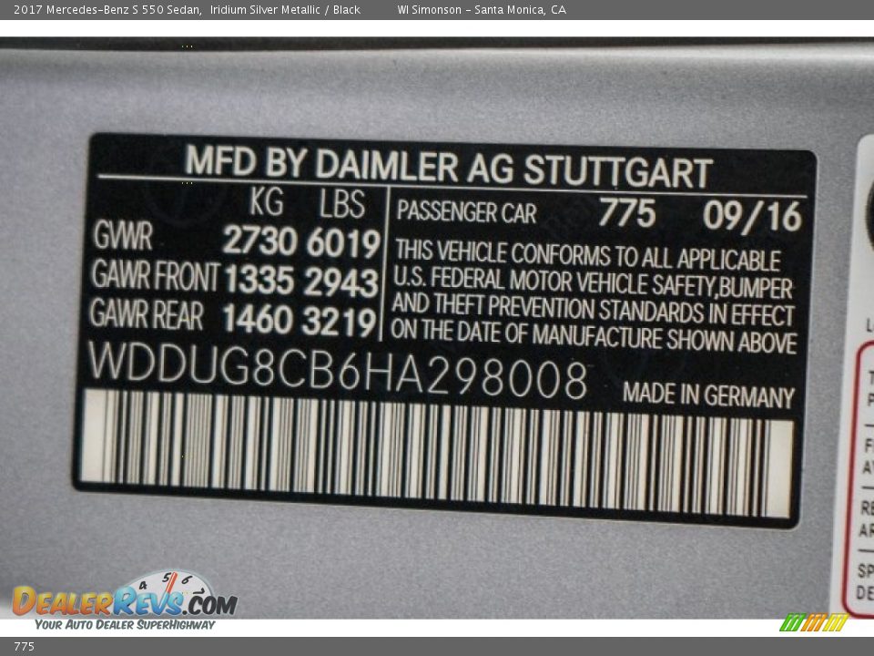 Mercedes-Benz Color Code 775 Iridium Silver Metallic