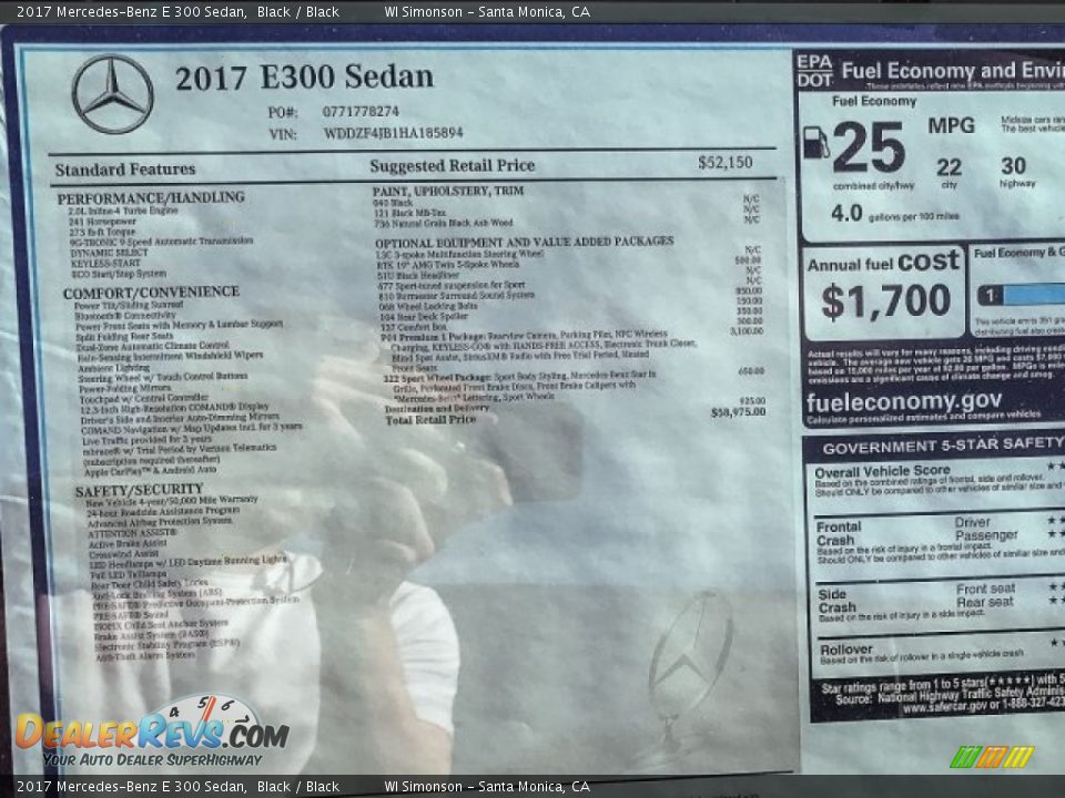 2017 Mercedes-Benz E 300 Sedan Black / Black Photo #11