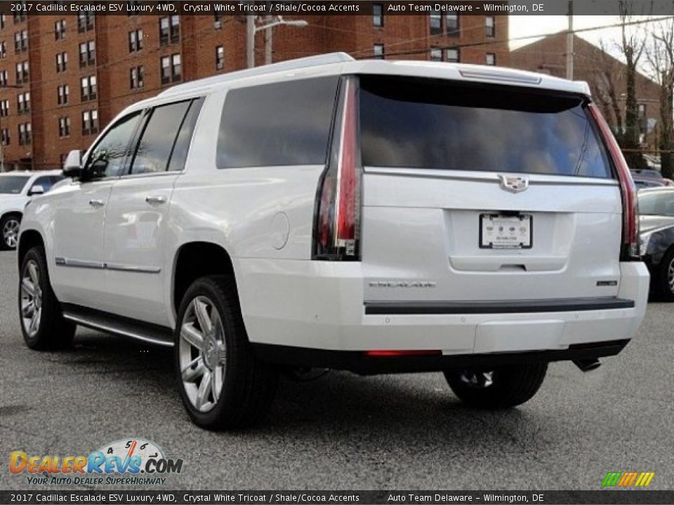 2017 Cadillac Escalade ESV Luxury 4WD Crystal White Tricoat / Shale/Cocoa Accents Photo #4