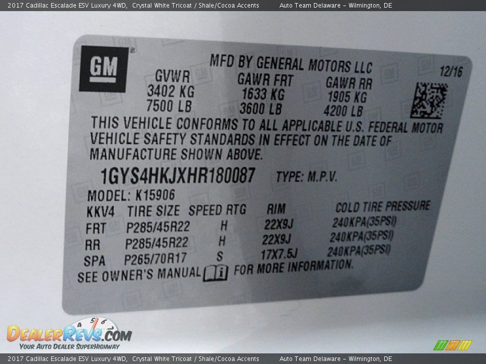 2017 Cadillac Escalade ESV Luxury 4WD Crystal White Tricoat / Shale/Cocoa Accents Photo #27