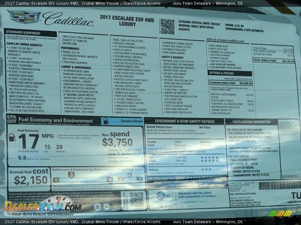 2017 Cadillac Escalade ESV Luxury 4WD Crystal White Tricoat / Shale/Cocoa Accents Photo #28