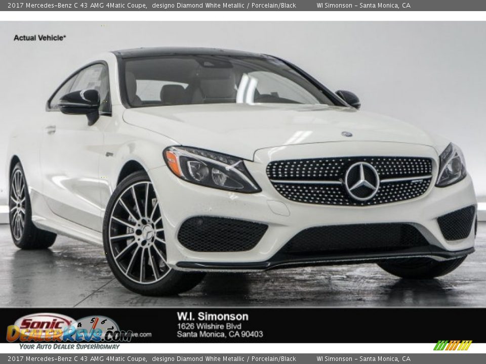 2017 Mercedes-Benz C 43 AMG 4Matic Coupe designo Diamond White Metallic / Porcelain/Black Photo #1
