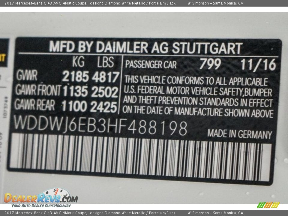 2017 Mercedes-Benz C 43 AMG 4Matic Coupe designo Diamond White Metallic / Porcelain/Black Photo #6