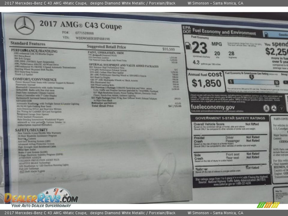2017 Mercedes-Benz C 43 AMG 4Matic Coupe designo Diamond White Metallic / Porcelain/Black Photo #11