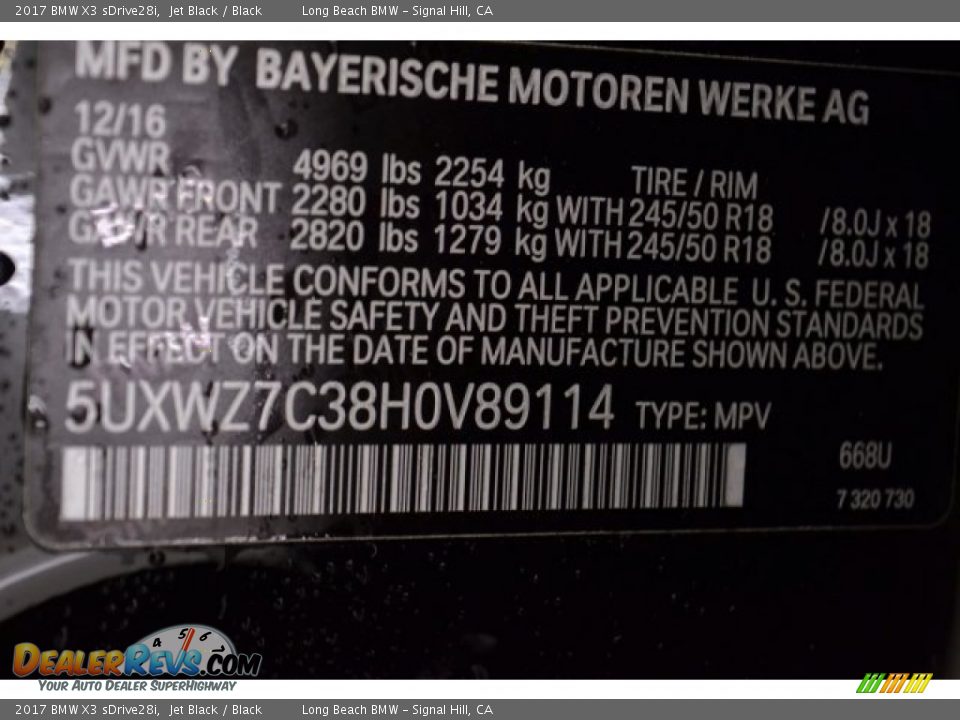 2017 BMW X3 sDrive28i Jet Black / Black Photo #30