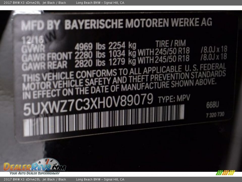 2017 BMW X3 sDrive28i Jet Black / Black Photo #30