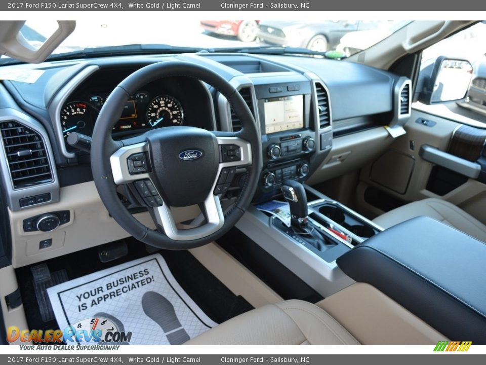 2017 Ford F150 Lariat SuperCrew 4X4 White Gold / Light Camel Photo #9