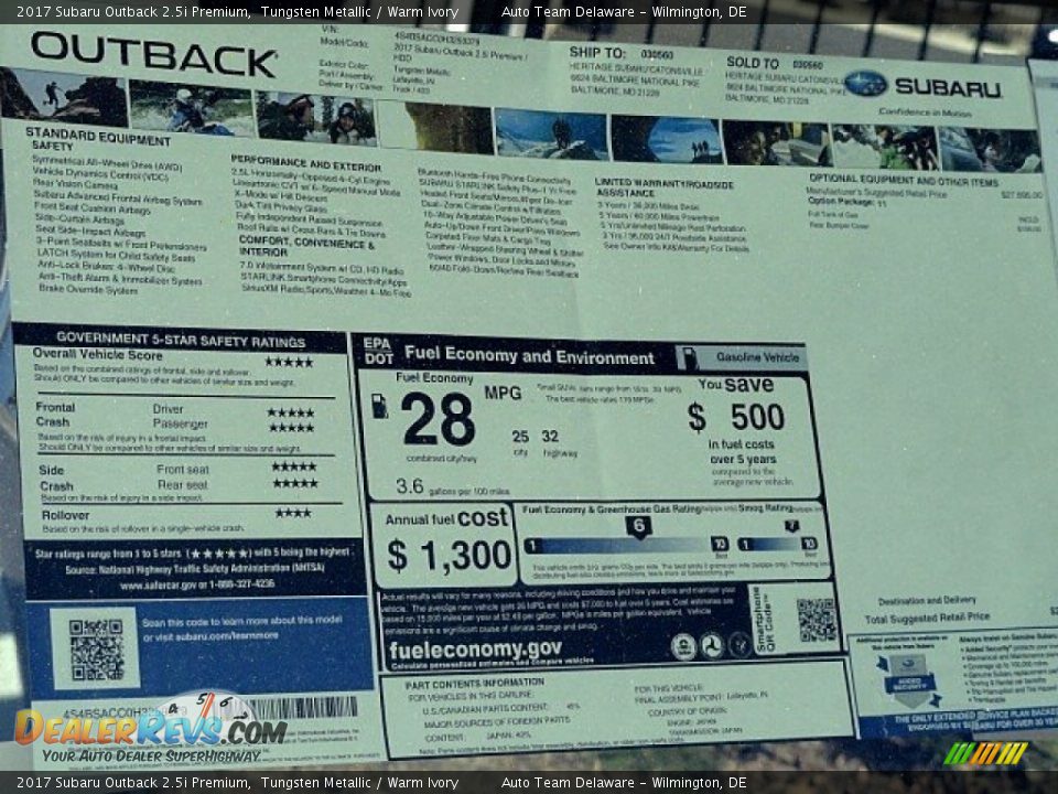 2017 Subaru Outback 2.5i Premium Tungsten Metallic / Warm Ivory Photo #24
