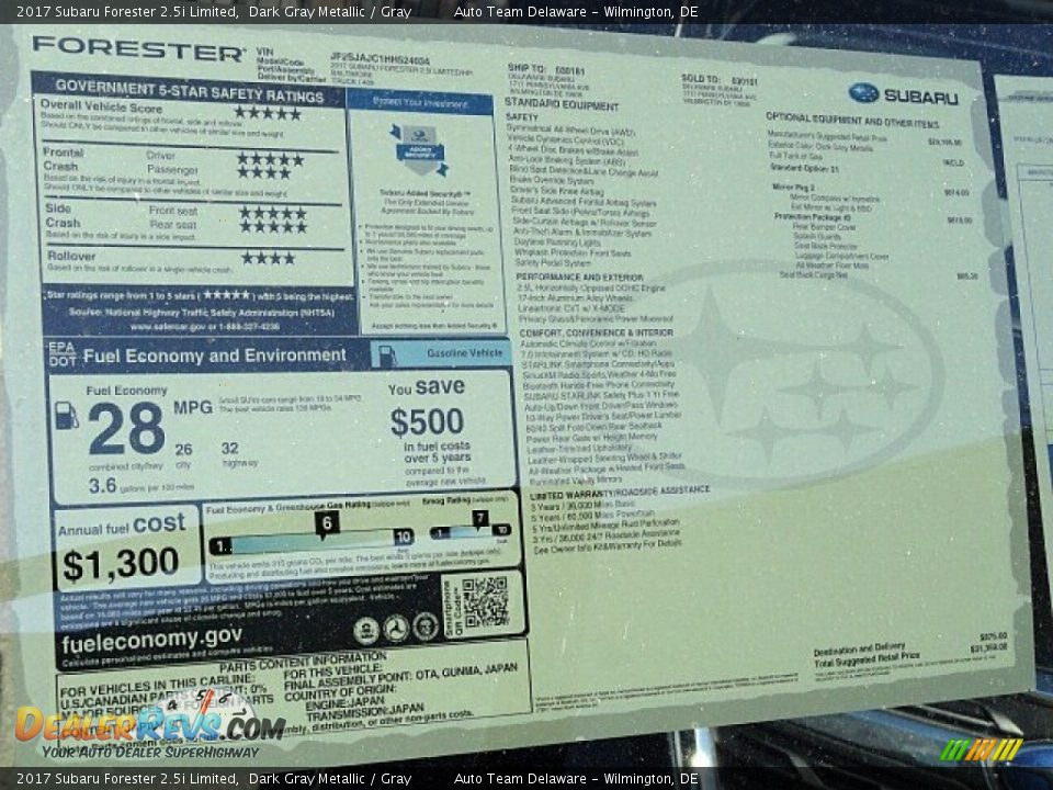 2017 Subaru Forester 2.5i Limited Dark Gray Metallic / Gray Photo #26