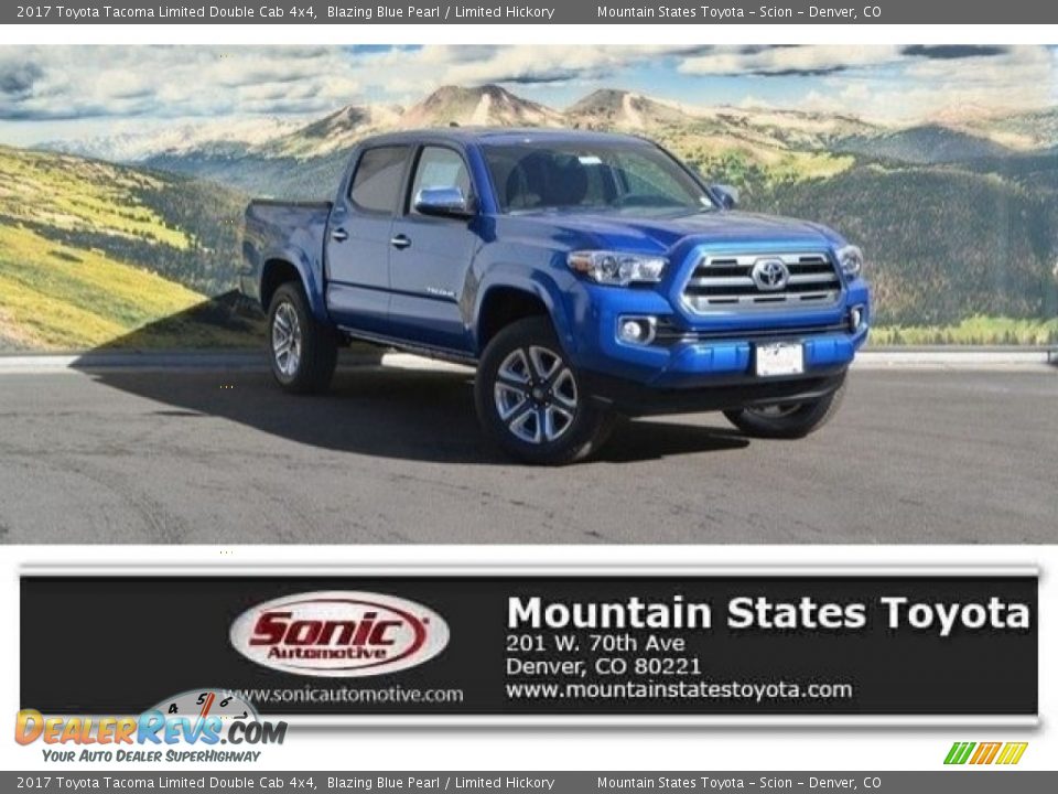 2017 Toyota Tacoma Limited Double Cab 4x4 Blazing Blue Pearl / Limited Hickory Photo #1