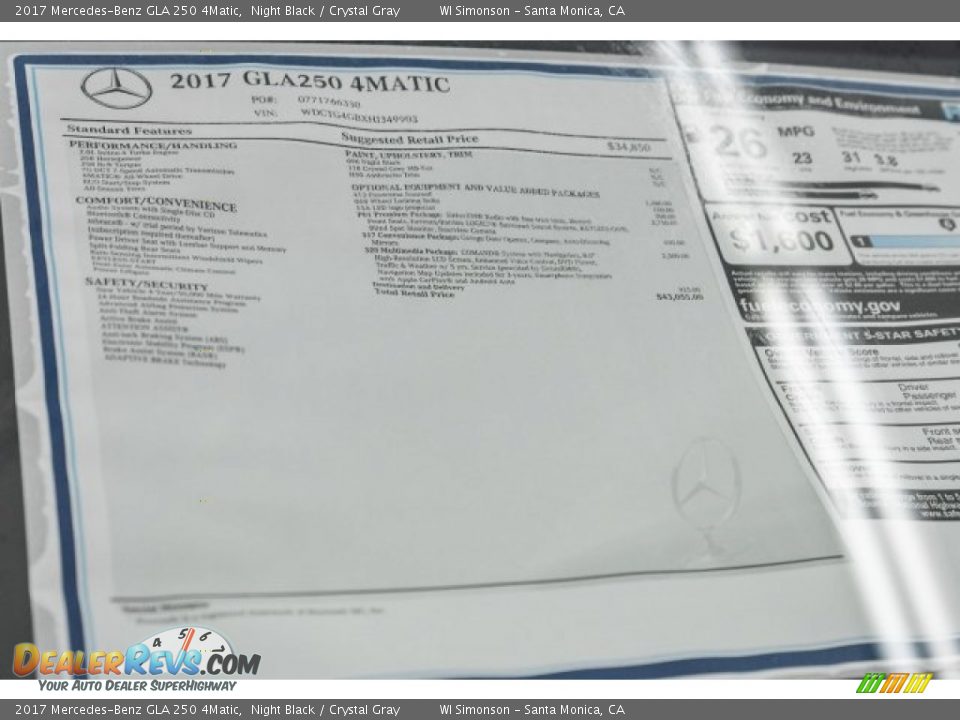 2017 Mercedes-Benz GLA 250 4Matic Night Black / Crystal Gray Photo #11