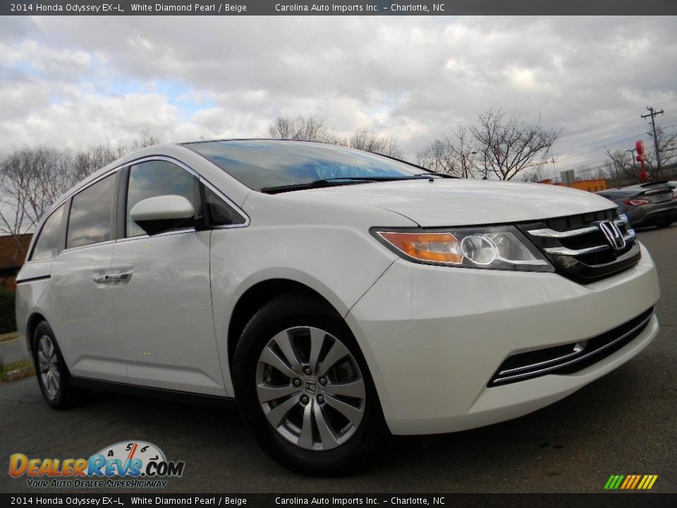 2014 Honda Odyssey EX-L White Diamond Pearl / Beige Photo #2