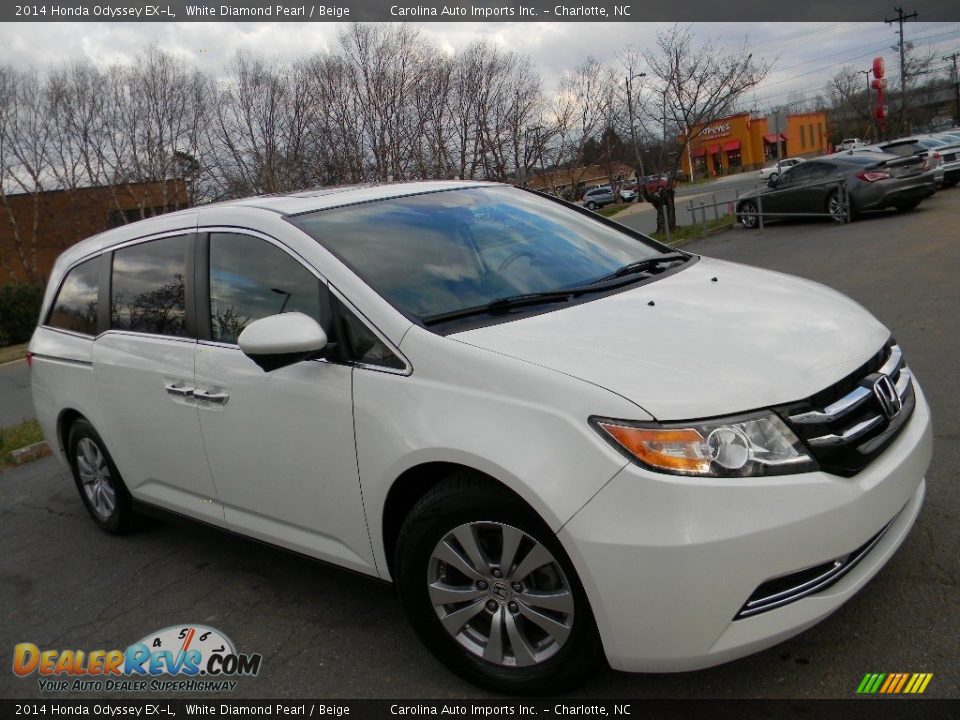 2014 Honda Odyssey EX-L White Diamond Pearl / Beige Photo #3