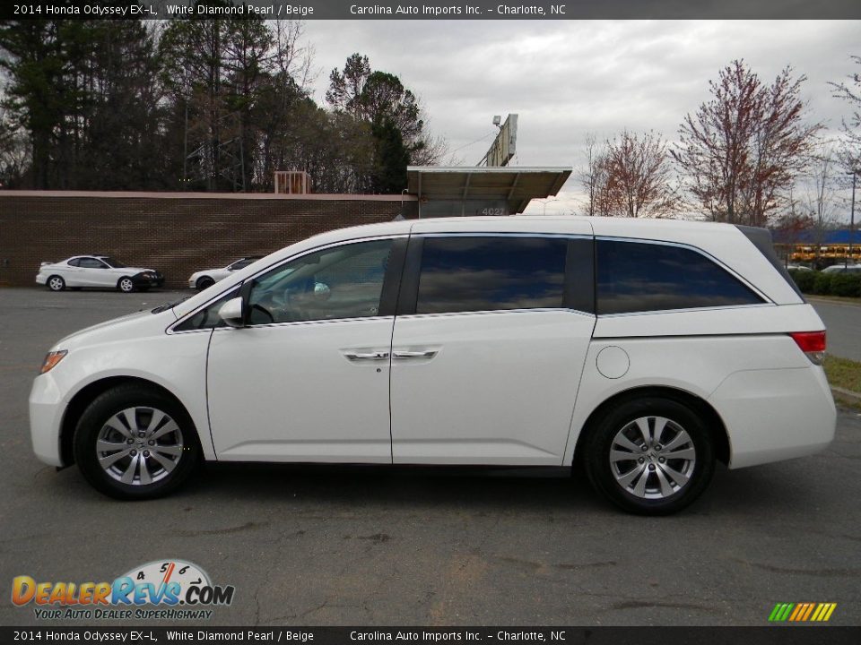 2014 Honda Odyssey EX-L White Diamond Pearl / Beige Photo #7