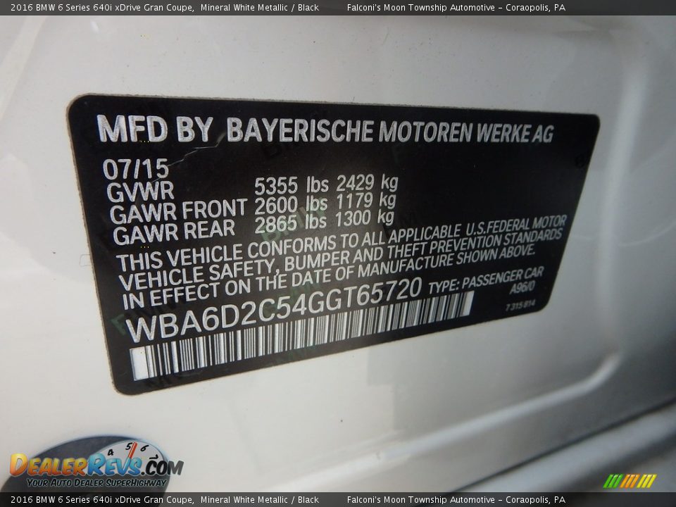 2016 BMW 6 Series 640i xDrive Gran Coupe Mineral White Metallic / Black Photo #23