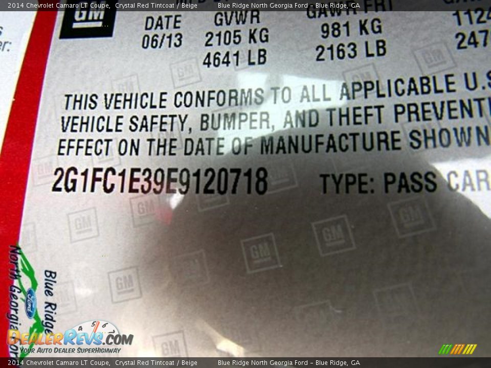 2014 Chevrolet Camaro LT Coupe Crystal Red Tintcoat / Beige Photo #30