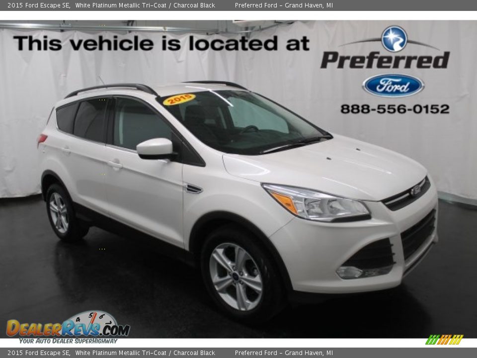 2015 Ford Escape SE White Platinum Metallic Tri-Coat / Charcoal Black Photo #1