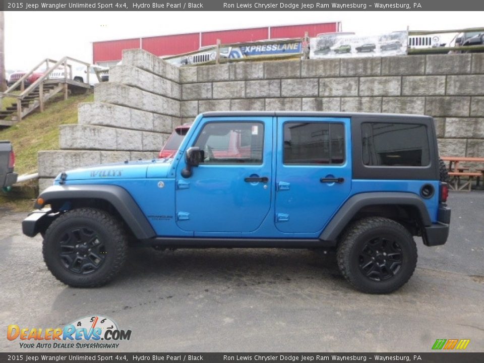 2015 Jeep Wrangler Unlimited Sport 4x4 Hydro Blue Pearl / Black Photo #3