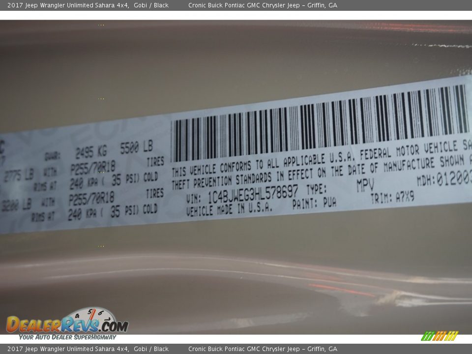 2017 Jeep Wrangler Unlimited Sahara 4x4 Gobi / Black Photo #17