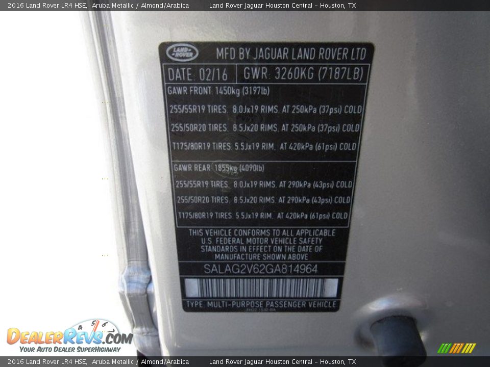 2016 Land Rover LR4 HSE Aruba Metallic / Almond/Arabica Photo #36