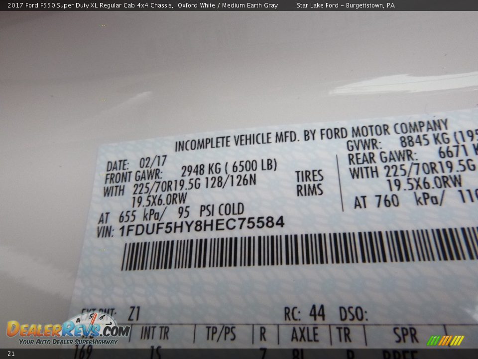 Ford Color Code Z1 Oxford White