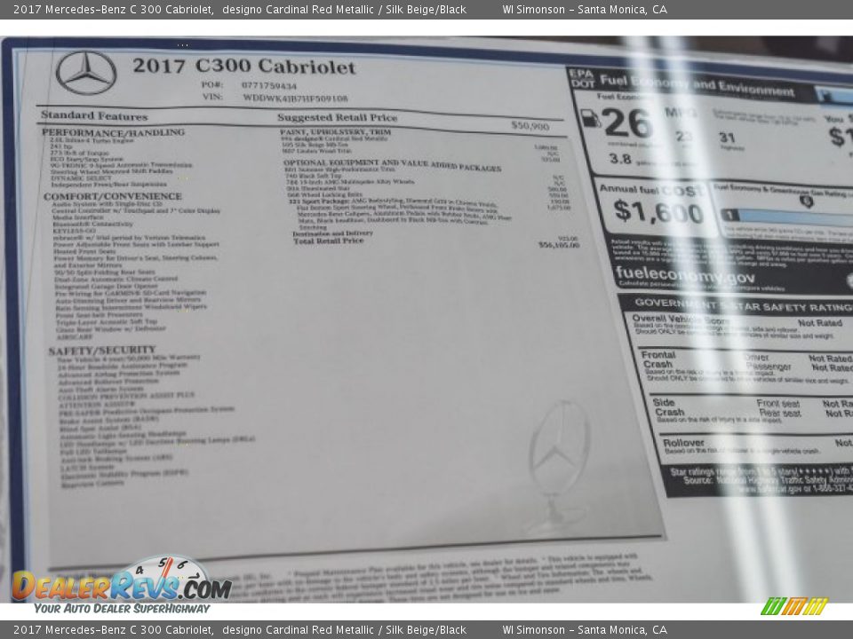 2017 Mercedes-Benz C 300 Cabriolet designo Cardinal Red Metallic / Silk Beige/Black Photo #11